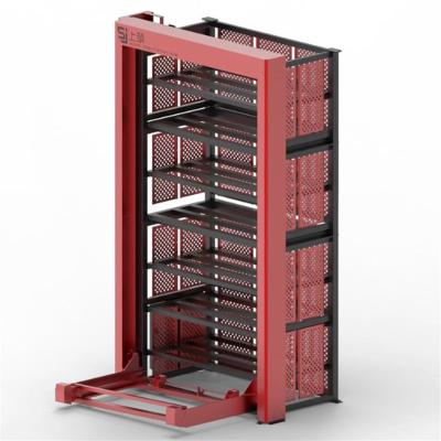 China Automatic Lifting / Handling Full Automatic Custom Metal Steel Durable One Frame Textile Warehouse Stacking Storage Rack for sale