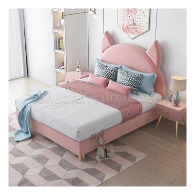 China Hot Selling Princess Bedroom Set Girls Solid Wood Modern Kids Furniture Pink Storage Bed For Girls for sale