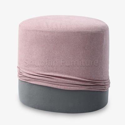 China Modern Colorful Cute Tufted Round Removable Cover Fabric Ottoman Sneak Pink Ottoman Seating Round Living Room/Bed Furniture Set for sale