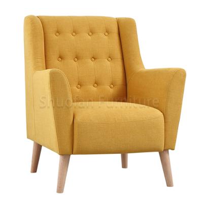 China (Size) Adjustable Fabric And Wooden Recliner Modern Design Living Room Chair Simple Sofa Chair for sale