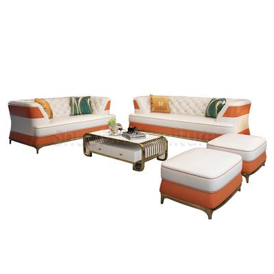 China The Other Hot Sale Modern White Leather Sofa Set 3 Seater Sofa Living Room Sofas for sale