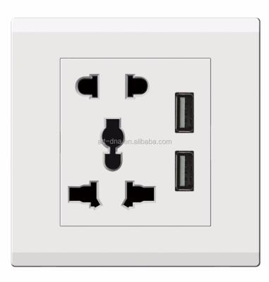 China ARTDNA Residential / Multipurpose Hot - Selling Multifunctional Power 16A 2 Pin & 3 Pin Universal Hotel Household Socket With White Dual 3.4A USB Charger for sale