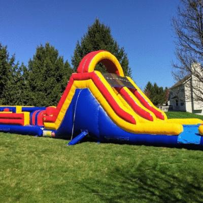 China Eco-friendly Commercial Inflatable Bouncy Castle With Inflatable Slide Volcano Obstacle Course 40ft For Sale for sale