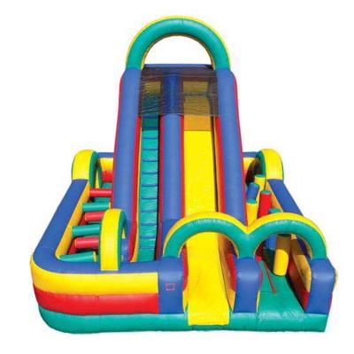 China Eco-friendly Giant Adults Interactive Inflatable Obstacle Course With Big Slide From China Guangzhou Inflatable Factory for sale