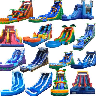 China Biggest Eco-friendly Kiddie Beach Pool Water Inflatable Pontoon Slides For Sale for sale