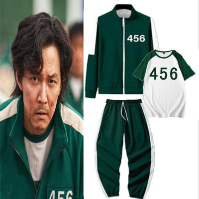 China Custom Jacket Men's Clothing Set Polyester Halloween Party Cosplay Autumn Sportswear Suits Jogging Squid Game Costume for sale