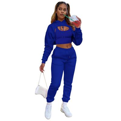 China Custom Sweatsuit Breathable Women Jogging Wear 3 Piece Women Sweatsuit Set Tracksuit for sale