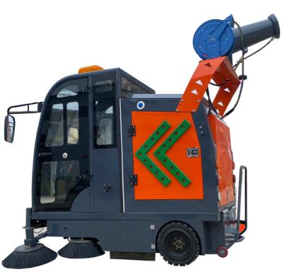 China Wholesale High Quality Electric Supermarket Street Sweeper Drive Cleaner Truck Road Cleaning Brush with Fully Enclosed Cabin Mist Cannon for for sale