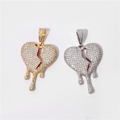 China 2021 High Quality Hiphop Miami Drop Red Heart Zircon Hip Hop Jewelry Pendant for sale