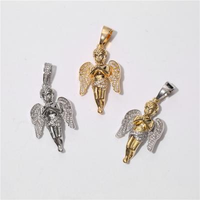 China 2021 Hiphop Stylish High Quality Shining Zircon Angel Wings Hip Hop Fashion Jewelry for sale