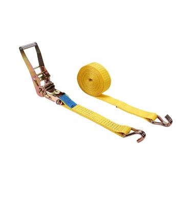 China Carrying Cargo Lashing Belt 5000KG Aluminum Handle Ratchet Link Tie Down Cargo Lashing Belt With Double J-Hooks for sale