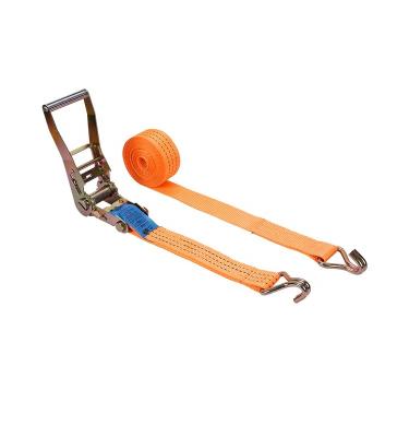 China Carrying Cargo Lashing Strap 3T Aluminum Zinc Color Handle Coated Polyester Ratchet Link Down Strap Ratchet Lashing Belt for sale