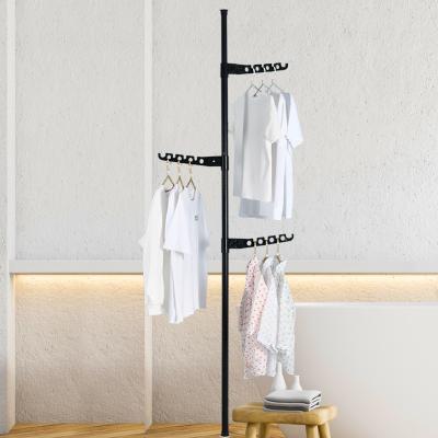 China Adjustable (other) 2022 Latest design hot sale bedroom standing clothes rack 32mm punch-free high quality coat rack for sale