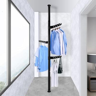 China 2022 Universal Adjustable High Quality Vertical Single Bedroom Iron Rack Coat Hanger Stainless Steel Clothes Drying Rack for sale