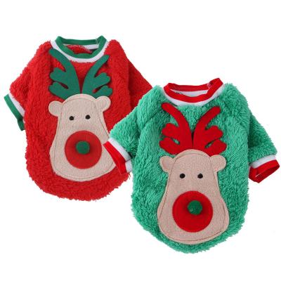 China Stocked Pet Christmas Clothes Coral Fleece Dog Cat Sweater Autumn And Winter Out Of Christmas Clothes for sale