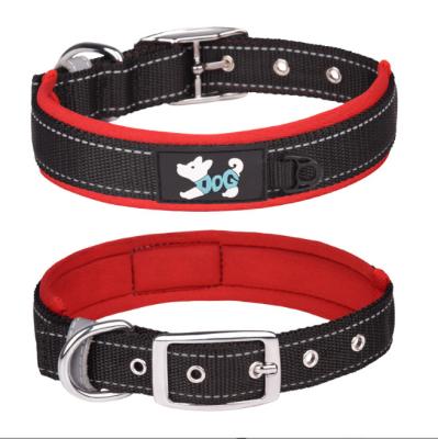 China Medium Large Dive Stocked Colorblock Breathable Pet Collar Fabric Reflective Nylon Collar Dog Collar for sale