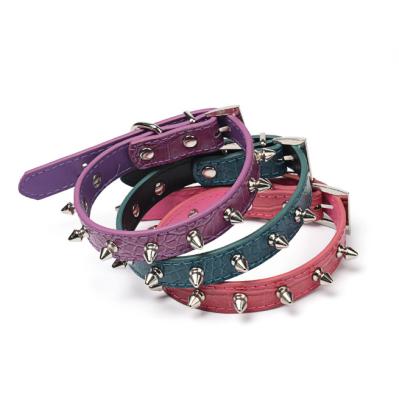 China Crocodile Pattern Rivet Pet Collar Anti-bite Rivet Dog Collar Small Amazon Dog Chain Stocked Hot Selling Dog Collar for sale