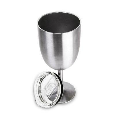 China DDP 10oz Double Wall Stainless Steel Wine Cup Metal Tumbler Disposable Insulated Wine Glass With Slip Lid for sale