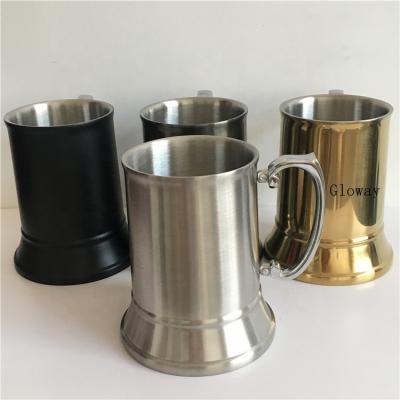 China 16oz Double Wall Stainless Steel Viable Beer Mug With Handle Stainless Steel Beer Glass Cocktail Flame Mug for sale