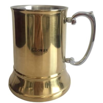 China Viable 450ml Titanium Gold Plated Beer Mug With Luxury Handle Used In Bar Cocktail Flame Mug for sale