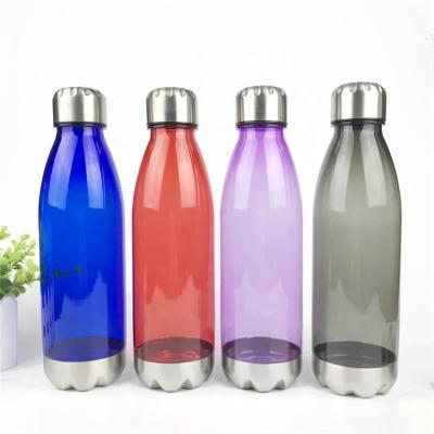 China New Best Water Bottle 750ML Viable Custom Reusable Shape Purple Plastic Bottle With Stainless Steel Lid And Base for sale