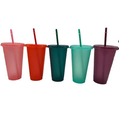 China Car Reusable Plastic Color Travel Tumblers 24OZ Water Changing Cups With Lid And Straws 24oz/710ml for sale