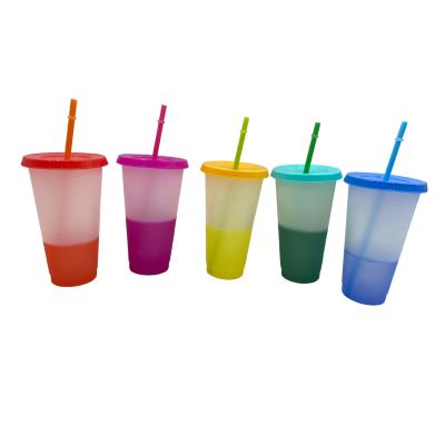 China Reusable 24OZ Water Tumblers Travel Car Plastic 2020 New Color Changing Cups With Lid And Straws 24oz/710ml for sale