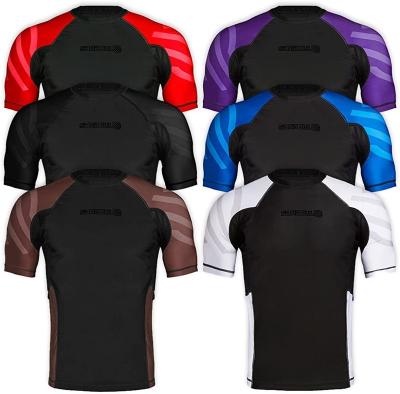 China Adult Basics Short Sleeve Compression Training Rash Guard For Muttahida Majlis-e-Amal BJJ Wrestling for sale