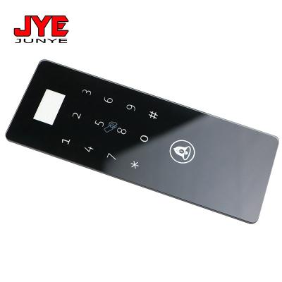 China Black Translucent Pencil Edge Anti-scratch Hotel Lock Smart Tempered Glass Panel for sale