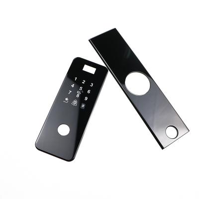 China Smart Home Door Lock Panel Anti-peep Code Number Smart Lock Curved Access Card Tempered Glass Panel for sale