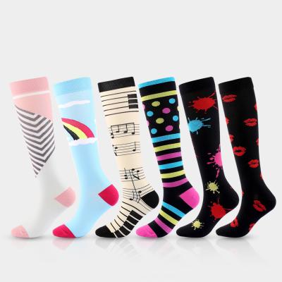 China PH-204 20-30mmhg Breathable Custom Colorful Medical Knee High Running Cycling Women Football Compression Socks Sports Nurse for sale