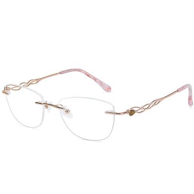 China Wholesale Women Eyewear AX1272 Titanium Rimless Spectacle Frames Shape Glasses Titanium Eyeglasses Frame for sale