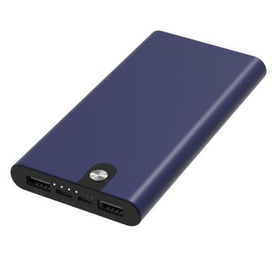 China 2 USB Port Factory 10000mAh Slim Aluminum Alloy Power Bank Dual Type C Power Bank Slim Lithium Battery Power Usb Bank for sale