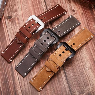 China Watch band  leather wrist strap watch accessories pin buckle strap 20mm22mm24mm suitable for smart watch flat interface for sale