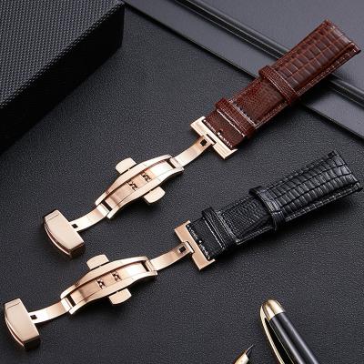 China 2020 Leather Fish Pattern Leather Band Soft Double Press Butterfly Buckle Strap Metal Buckle Pin Buckle 16mm18mm20mm22mm for sale