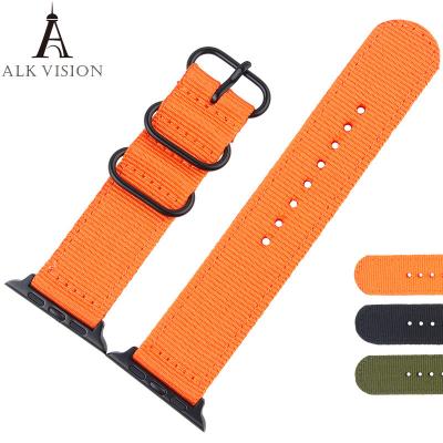 China Watchband for smartwatch applewatch Band straps canvas for iwatch 4/3/2/1 38mm 40 42mm 44 watch band 4 Black Sports Part for sale