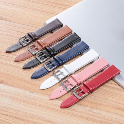 China Ultra-thin watch strap 2021 shine brand watchbands genuine leather strap watch band watch accessories wristband pink 19 for sale