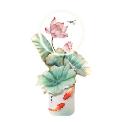 China Artistic Modern art  goldfish with lotus cutting edge hand-crafted wall home LED decor for living room bedroom decoration for sale