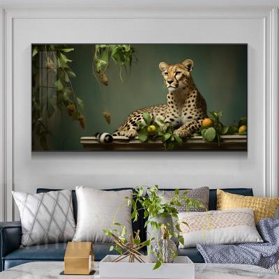 China Home Decoration .office Modern home decor the boy and the cheetah canvas prints wall art living room or hallway with frame animal painting for sale