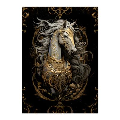 China Home Decoration .office Latest Luxury Modern Horse animal led light Painting Crystal Porcelain Abstract Painting Art Wall Home Decor for living room for sale