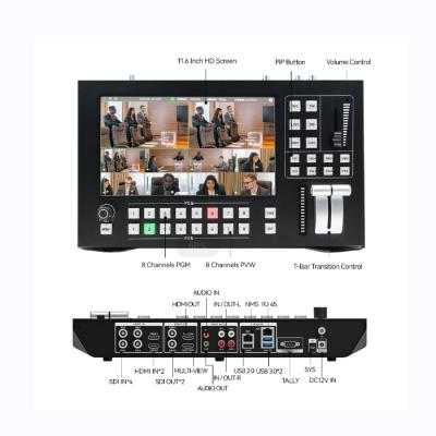 China Live Streaming/Live Broadcasting HD Camera Screen, Live Streaming Video Switcher HDMI Broadcast Mixer 8 Channels Control vmix changer for sale