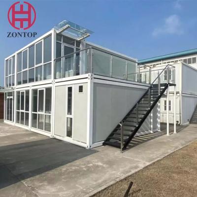 China Zontop Modern Frame Cheap  Easy Assemble 2 Story China Prefab House  Prefabricated Steel Building Container Houses for sale