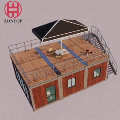 China Zontop Hot Sale Prefabricated Mobile Portable Flat Pack Fully Furnished Portable Homes 2 Bedroom 40FT  Container House for sale