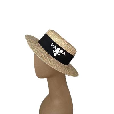 China Hot Selling Wholesale Summer Brim Straw Hats Women Beach Sun Hat Ladies Panama Picture Women Wide Straw Sunshade Hat With Logo Custom Made for sale