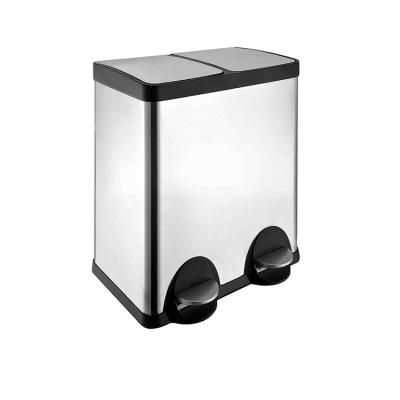 China 40L Sustainable Double Bin Stainless Steels And Recycling Bin Stainless Steel For Kitchen And Garden for sale