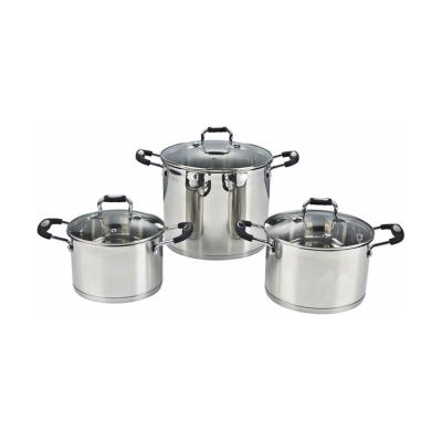 China Sustainable Low Price Custom Glass Lid Stick Cookware Non Set Stainless Steel Cookware Set for sale