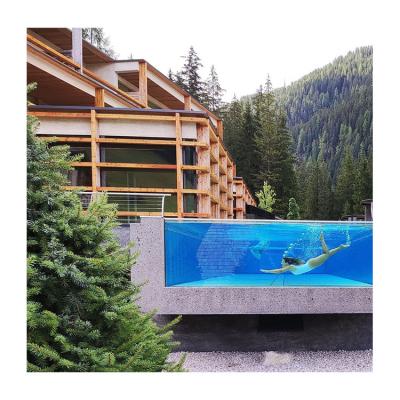 China Piscina de acrílico con construcción de vidrio por encima del suelo y grosor 30 mm-950 mm en venta