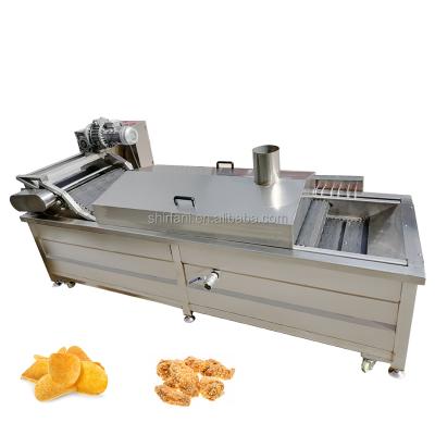 China Small continuous fryer hamburger cake chicken meat ball frying machine en venta