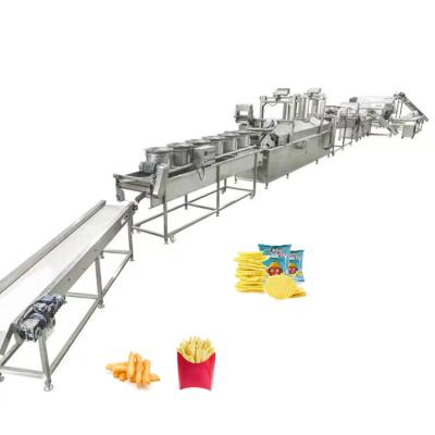 Cina 200kg/500kg/1000kg Industrial Automatic potato chips Making Machine Frozen French Fries Production Line in vendita