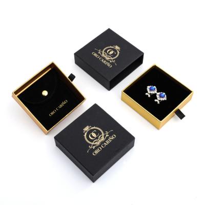 China Handmade Gold Jewelry Gift Box Drawer Box With Foam Insert Jewelry Box Packaging for sale